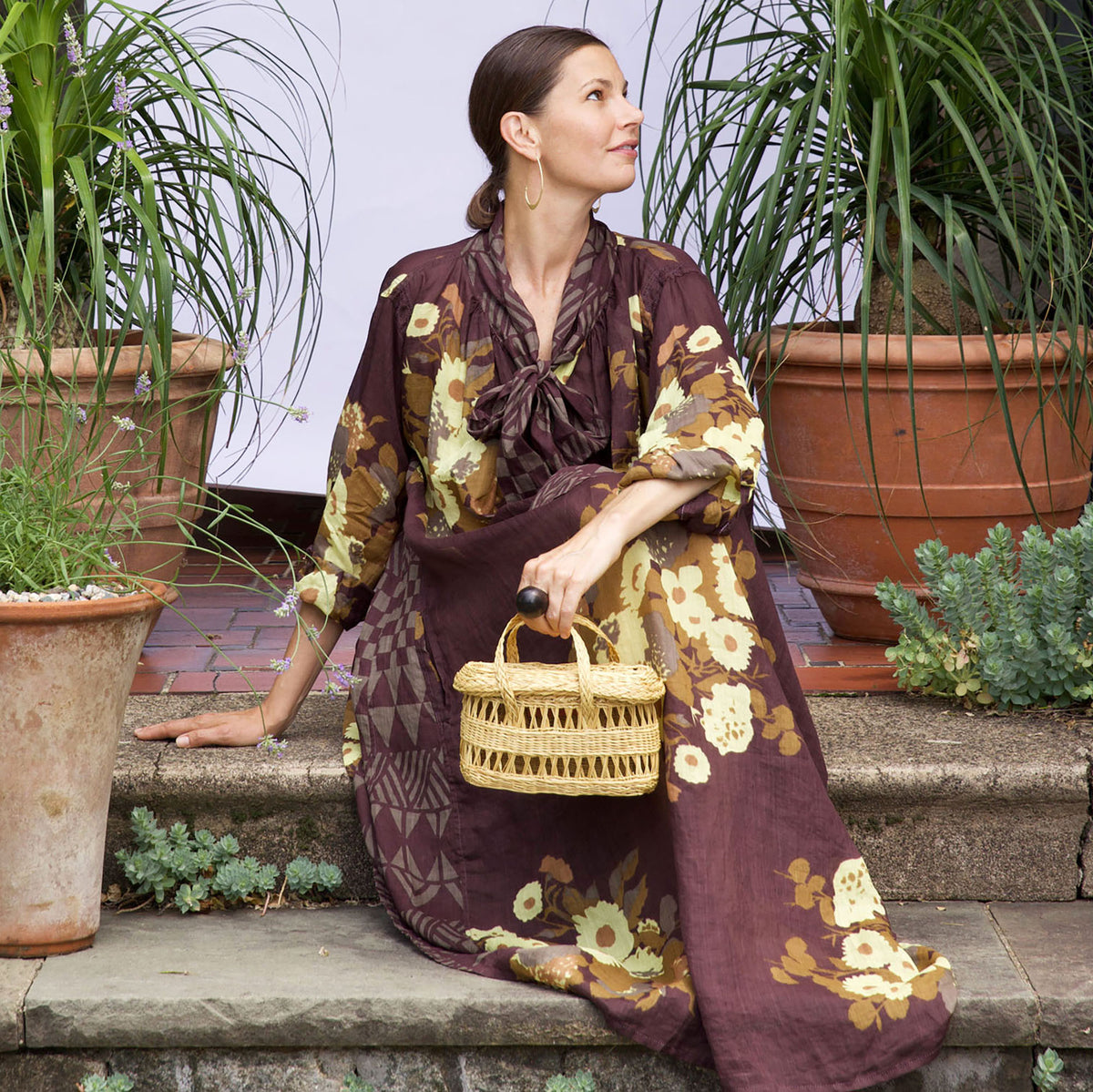 brown flower dress Yvonne S. Bow Dress
