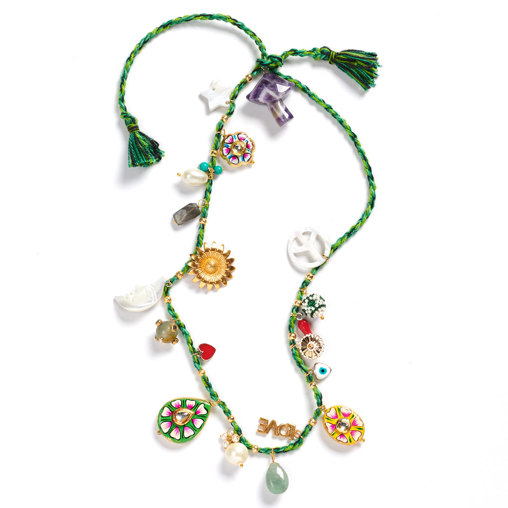Monoki Charm Necklace in Green