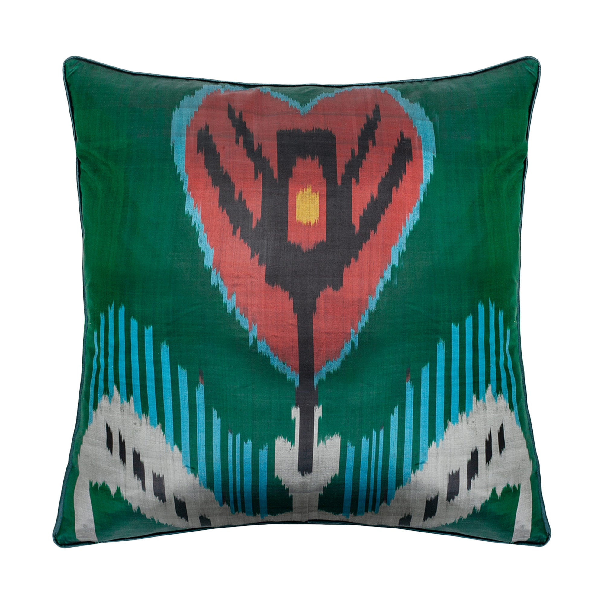 silk ikat green pillow