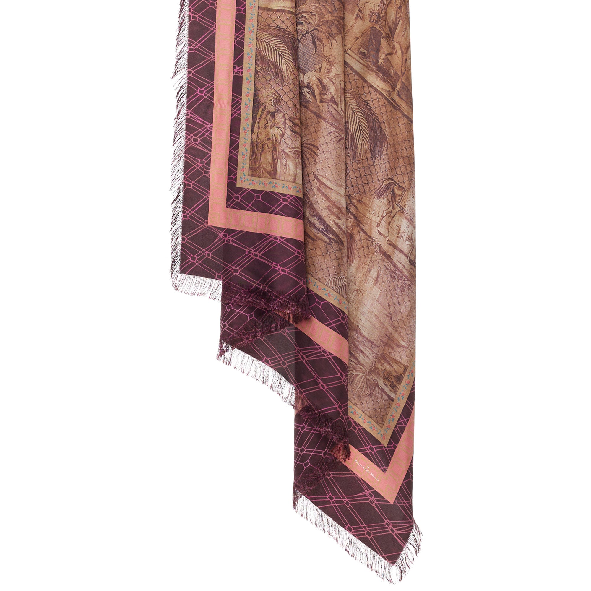 Fringed Silk Scarf - Maroon