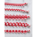 group of bracelets laid down