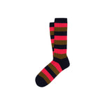 Milton Sock - Navy + Pink Stripe