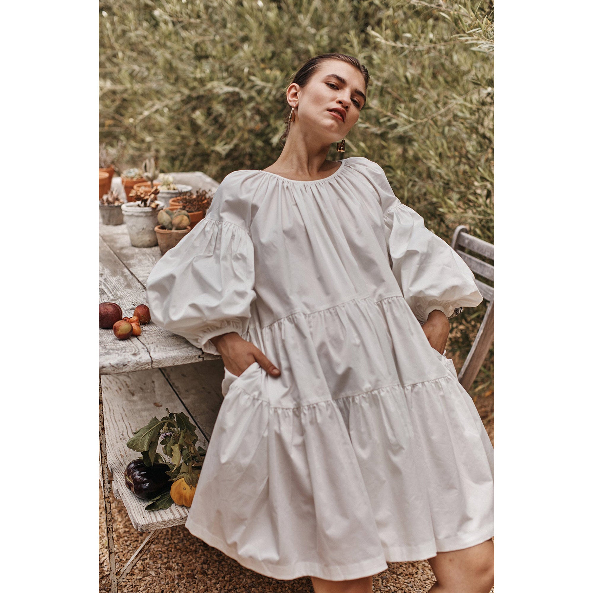 Choix-Future-Primitive-Mini-Mumtaz-White-Poplin-Dress-shown-on-model