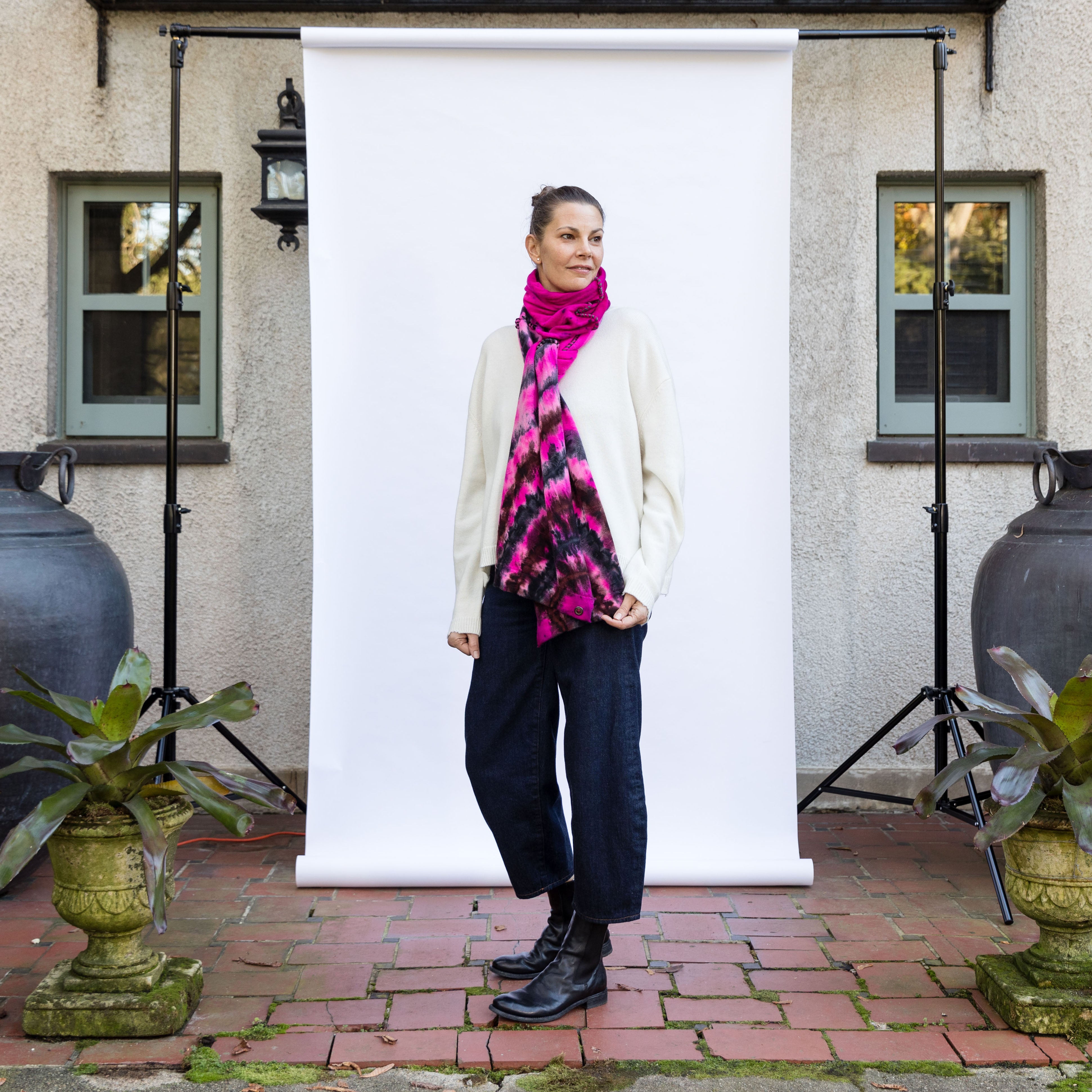 Whipped Coil Threaded Scarf - Hot Pink