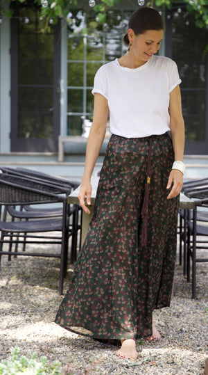 Floral Palazzo Pant - Pistachio