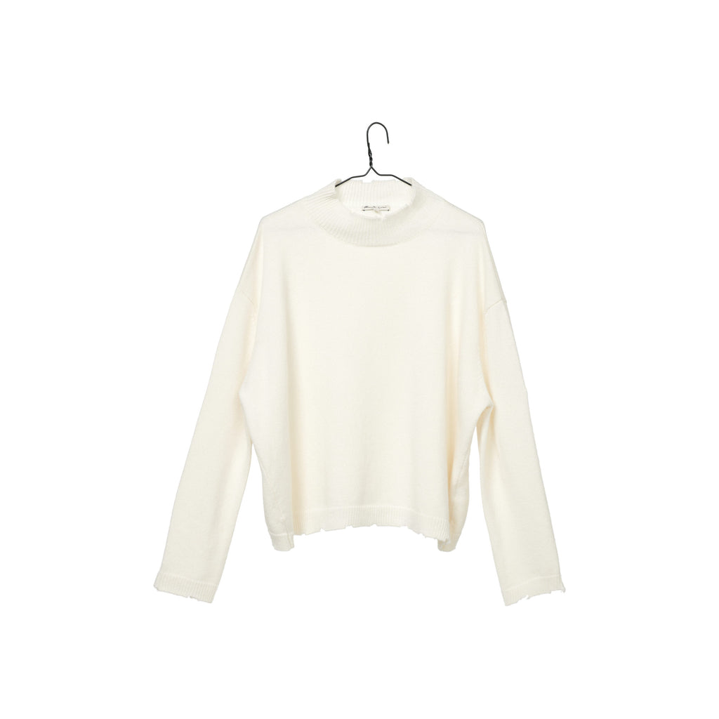 Knit Frayed Edge Sweater - Coco