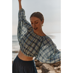 Choix-Future-Primitive-Petal-Crop-Top-Blue-Green-Picnic-Plaid-modeled-3