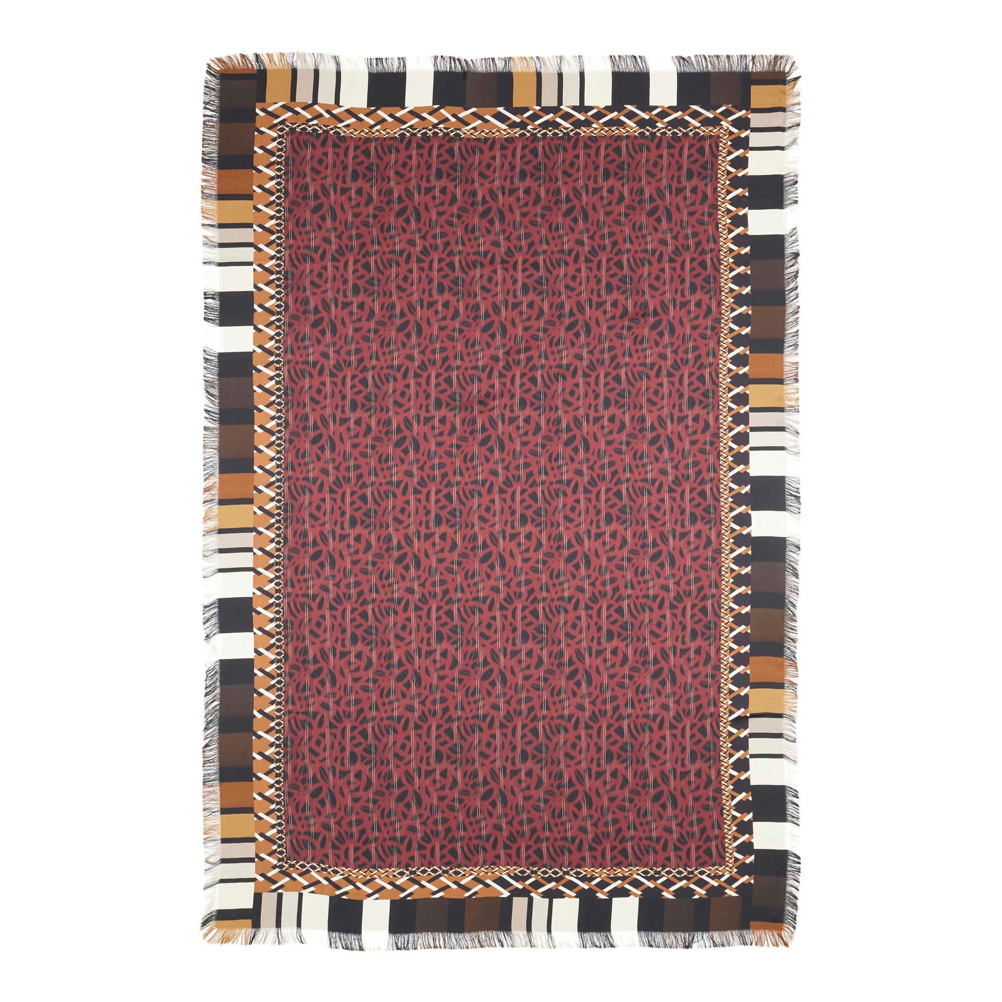 PLM_Mixed_Print_Silk_Scarf_Bordeaux_Flat_lay