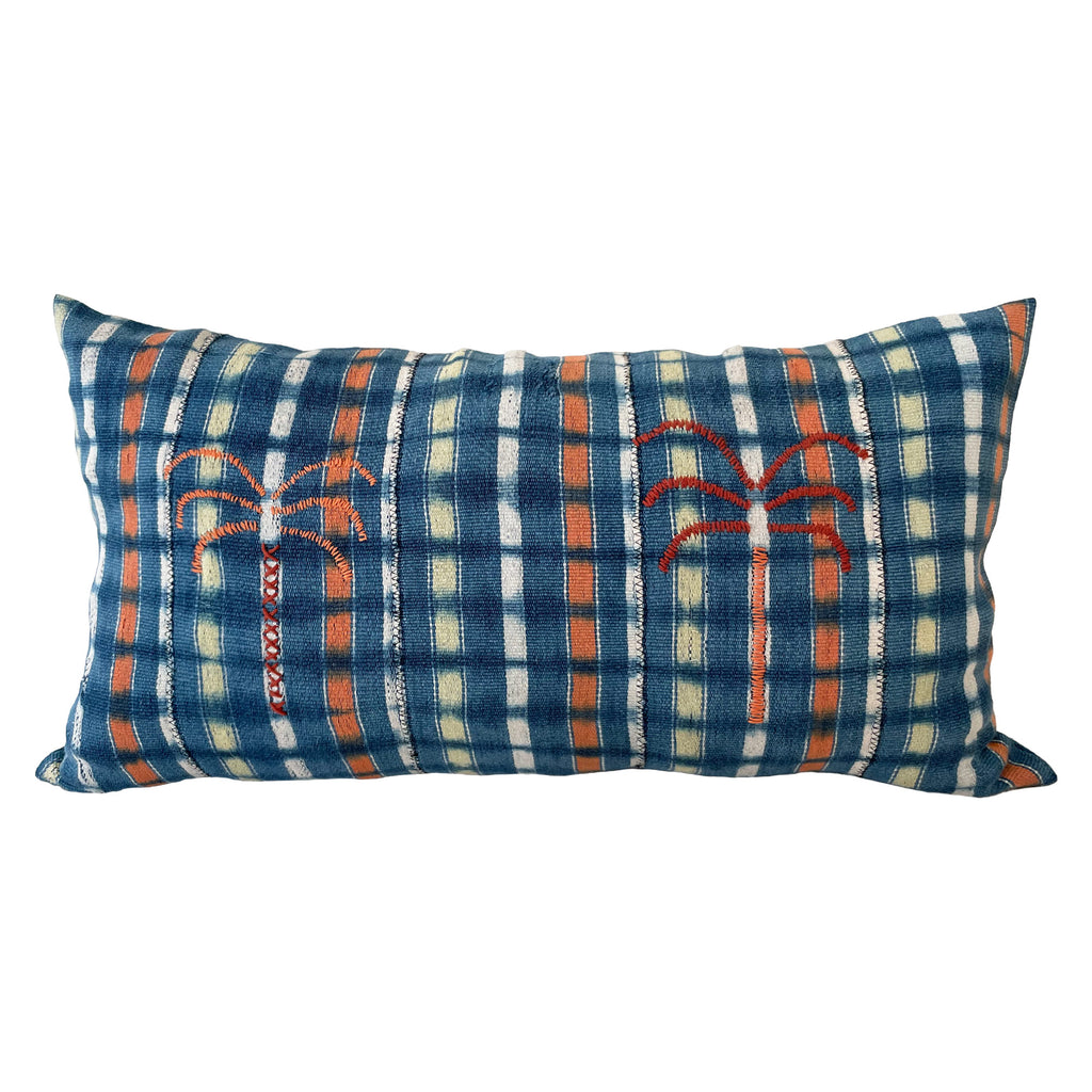 the_palmist_x_choix_indigo_Baule_pillow_with_red_embroidered_palms