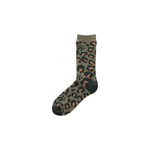 Pile Leopard Crew Sock - Olive