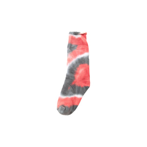 Tie Dye Pile Sock - Red/Grey