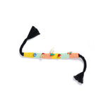 Embroidered Woven Bracelet - Yellow, Green + Salmon