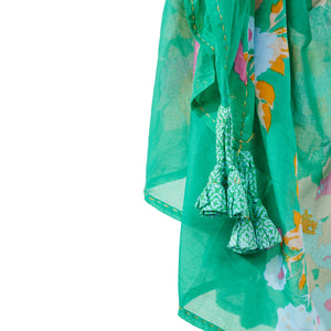 Floral Pareo - Green/Apricot