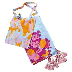Floral Pareo - Aqua/Pink