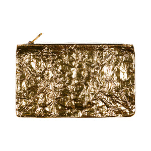 Leather Embellished Medium Pouch - Gold #1