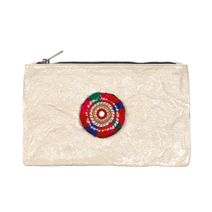 Leather Embellished Medium Pouch - Panna #1