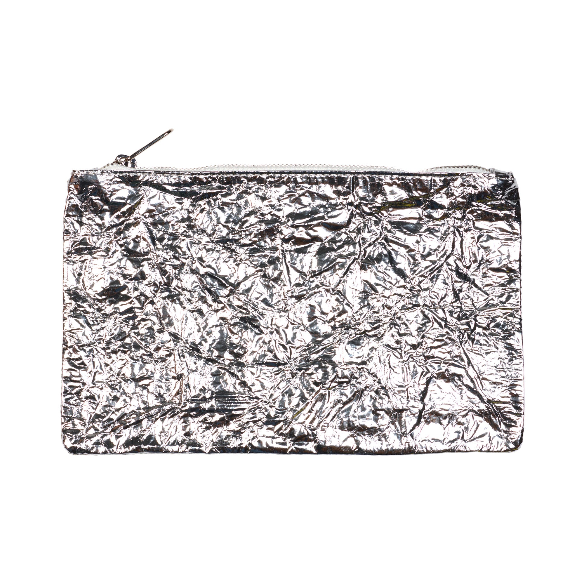 Leather Embellished Medium Pouch - Silver #1