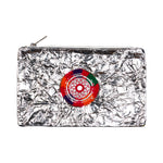 Leather Embellished Medium Pouch - Silver #2