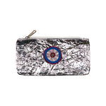 Leather Embellished Small Pouch - Silver #1